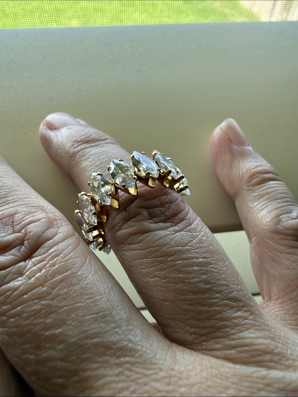 Gold-Tone Marquise Crystal Eternity Ring - Women's Fashion Jewelry